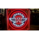 New Single Sided Johnson Gasolene Porcelain Neon Sign 48" Diameter